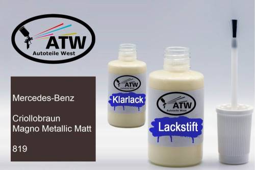 Mercedes-Benz, Criollobraun Magno Metallic Matt, 819: 20ml Lackstift + 20ml Klarlack - Set, von ATW Autoteile West.